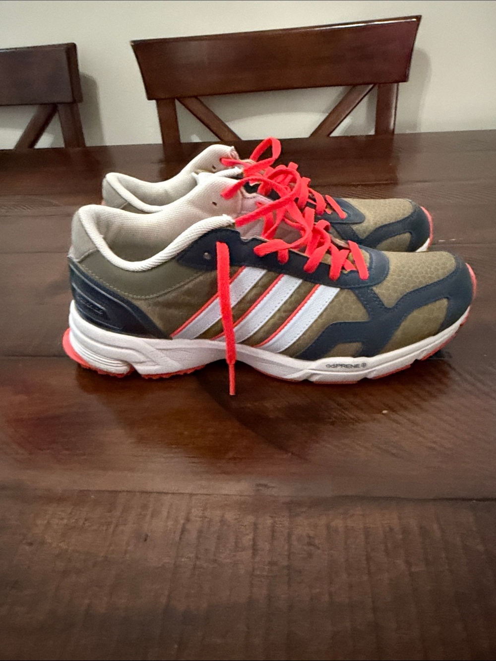 adidas  Sneakers in Olive Green, Navy & Coral Accents